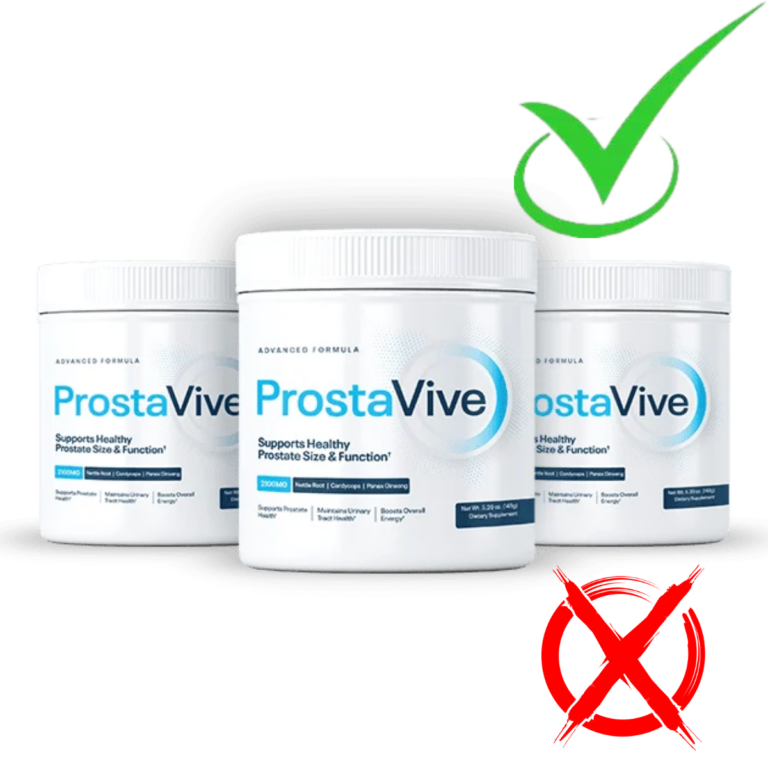 מוצר Prostavive לתמיכה בבריאות הערמונית, עם סימון אישור ירוק והימנעות מפתרונות לא מתאימים